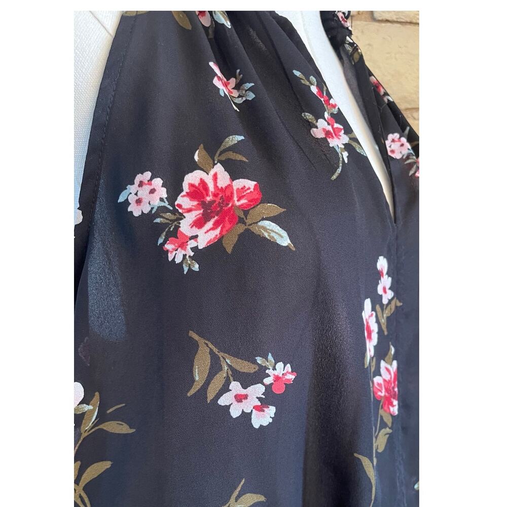 Black Floral Smocked Halter Maxi Dress Sleeveless Summer Dress Size Large - Picture 5 of 8